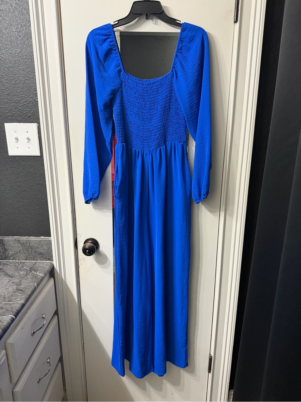 Blue Long Sleeve Smocked jumper